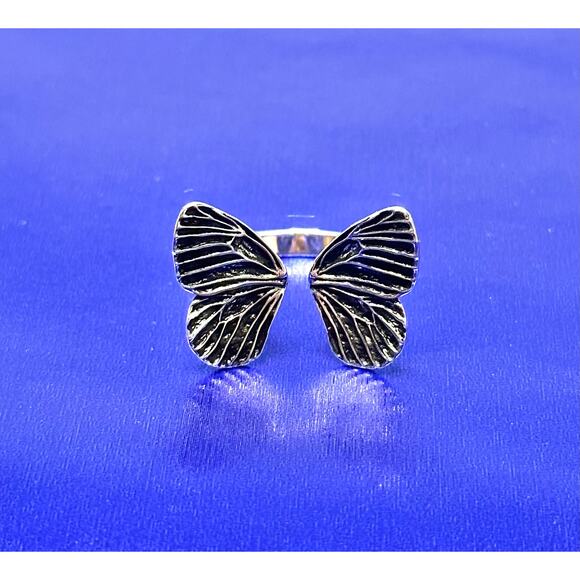 Sterling Silver Adjustable Butterfly Wing Ring - Picture 1 of 6